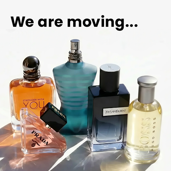 We are moving - designer fragrance bottles