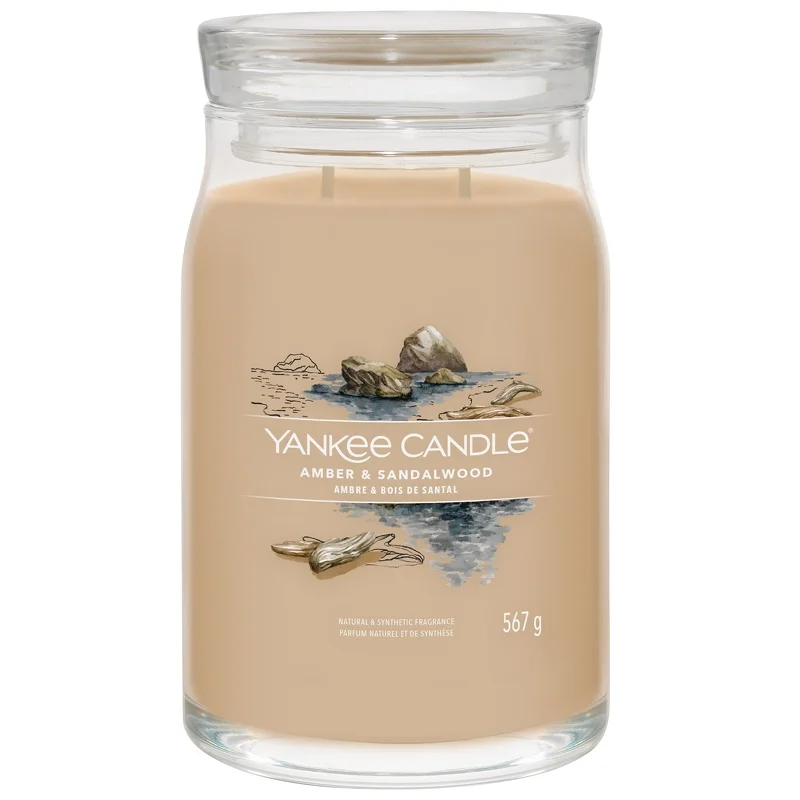 Yankee Candle Signature Jar Candle Large Jar Amber & Sandalwood 567g Image 1