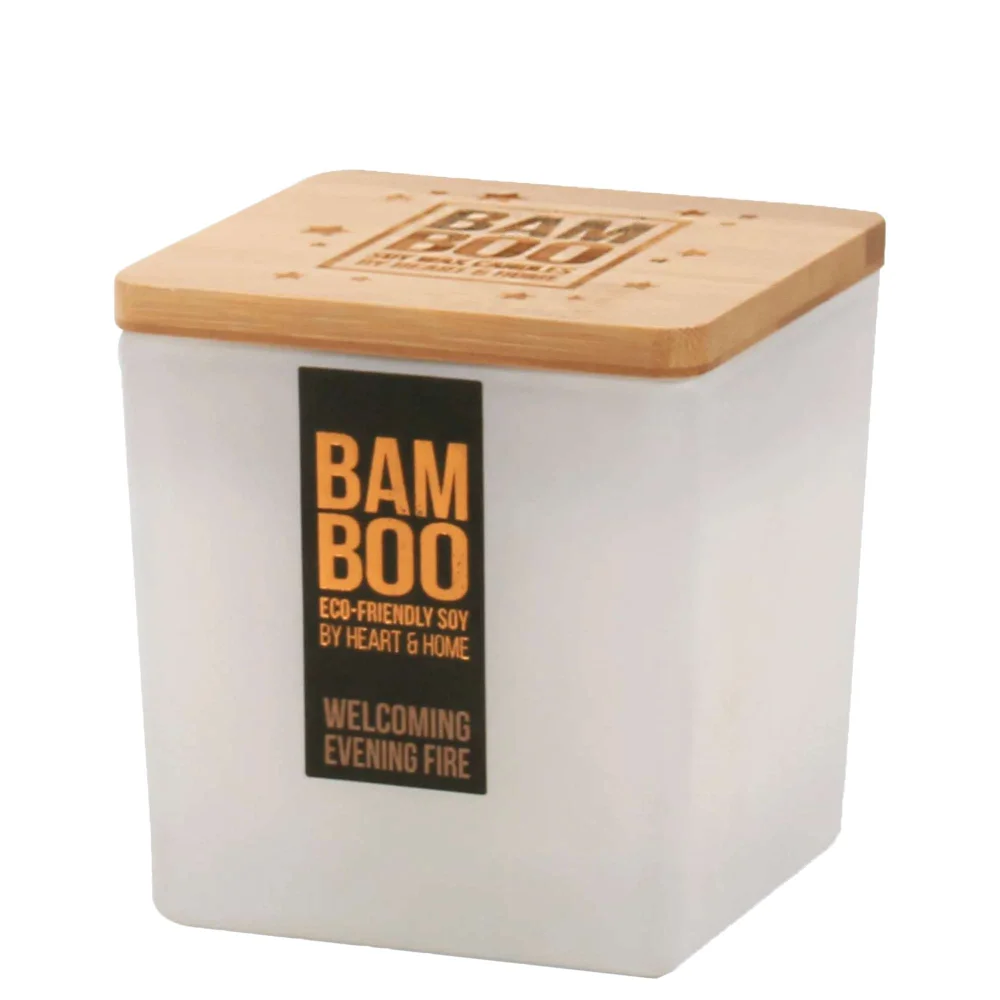 BAMBOO Large Jar Candle Welcoming Evening Fire 210g Image 1