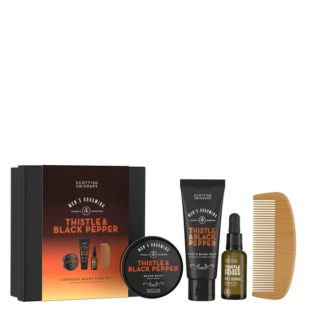 Scottish Fine Soaps Thistle & Black Pepper Complete Beard Care Kit